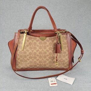Coach Dreamer 67035 Satchel Signature Canvas Tan Rust Leather Crossbody Bag